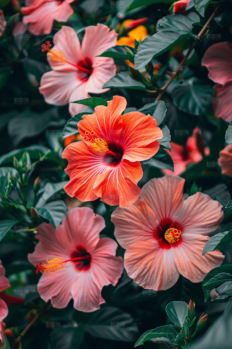 木槿花夏天植物摄影图