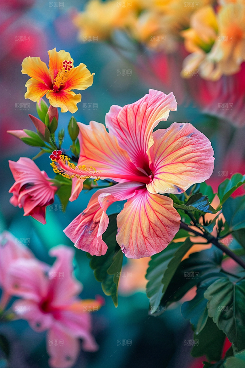 木槿花夏天高清摄影图