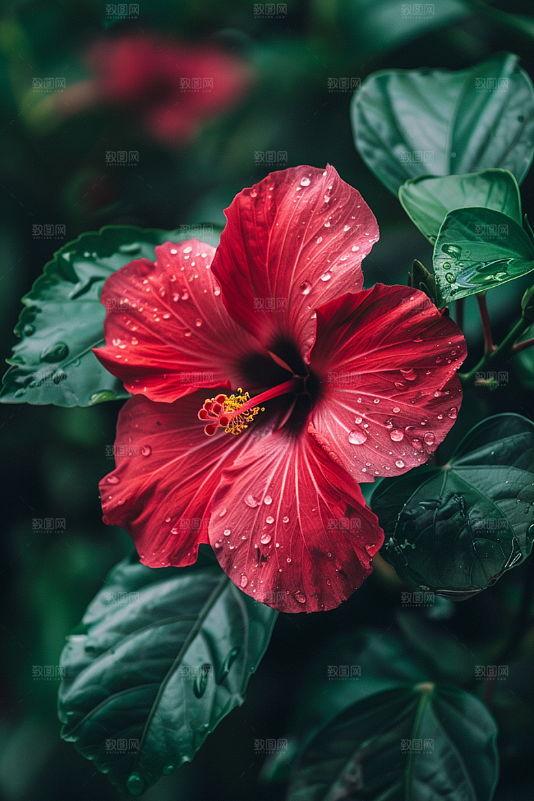 木槿花唯美夏季摄影图