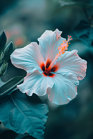 木槿花清新夏天摄影图