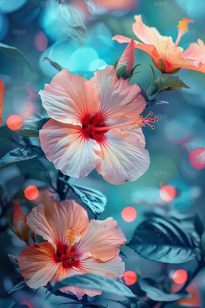 木槿花夏天花朵摄影图