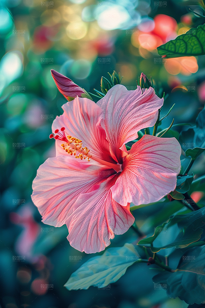 木槿花清新花朵摄影图