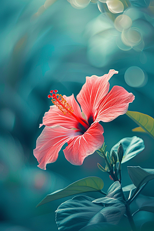 木槿花高清彩色摄影图
