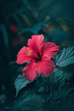 木槿花植物夏季摄影图