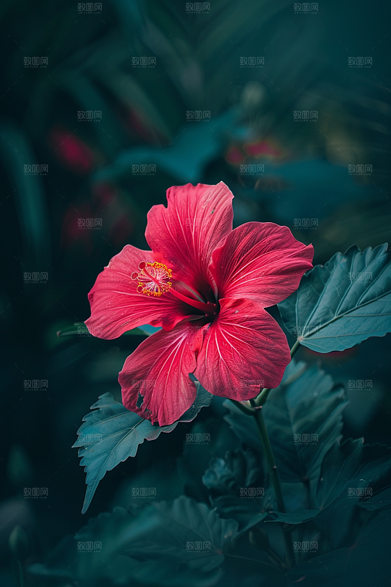 木槿花植物夏季摄影图