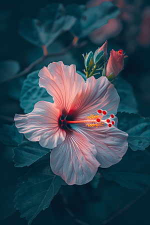 木槿花花卉花朵摄影图