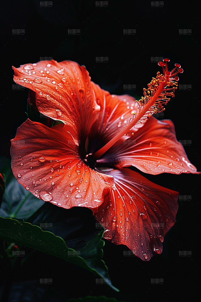 木槿花清新夏季摄影图