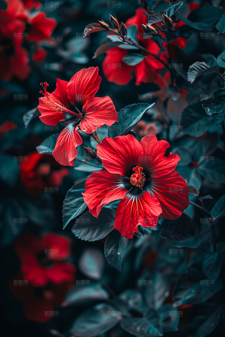 木槿花唯美花朵摄影图