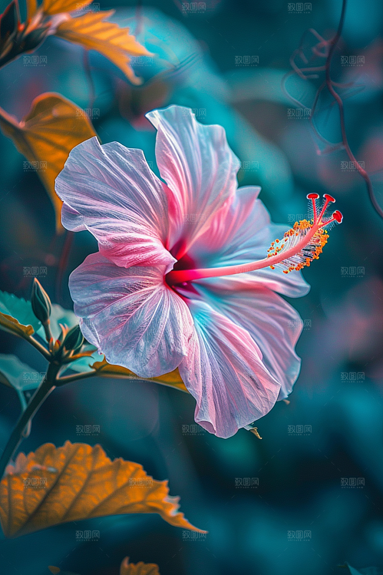木槿花夏天植物摄影图