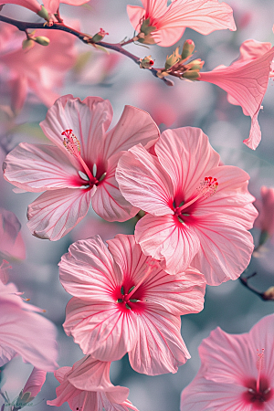木槿花清新花卉摄影图
