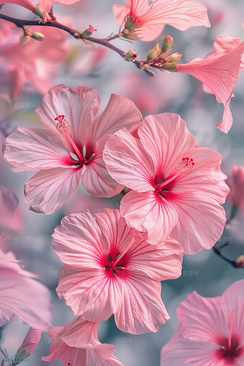 木槿花清新花卉摄影图