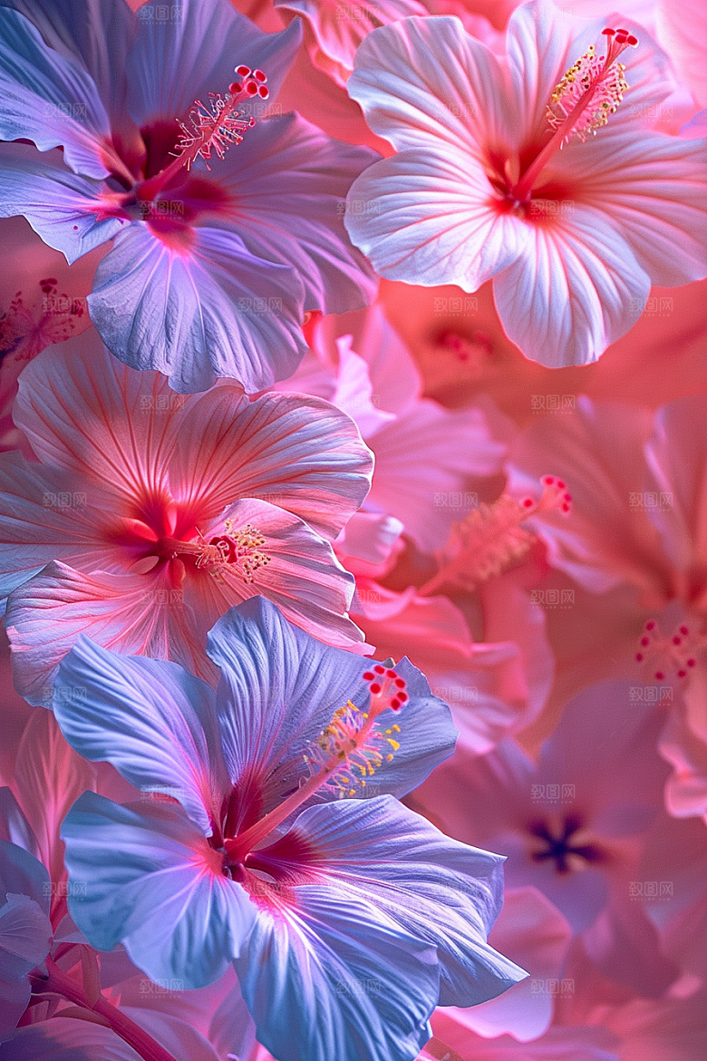 木槿花清新夏季摄影图
