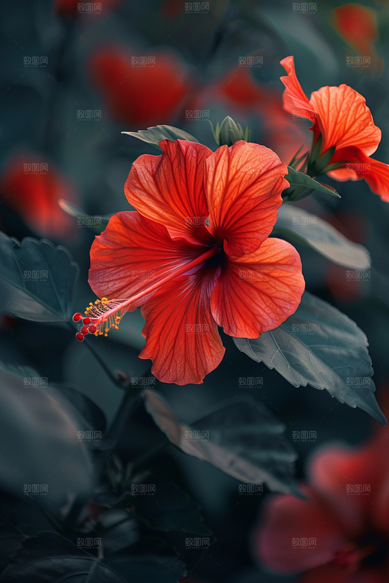 木槿花植物夏天摄影图