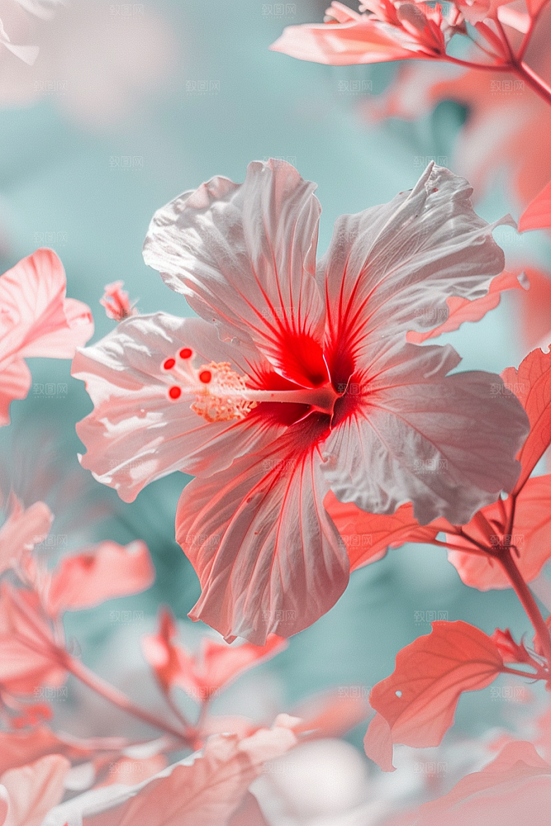 木槿花夏天植物摄影图