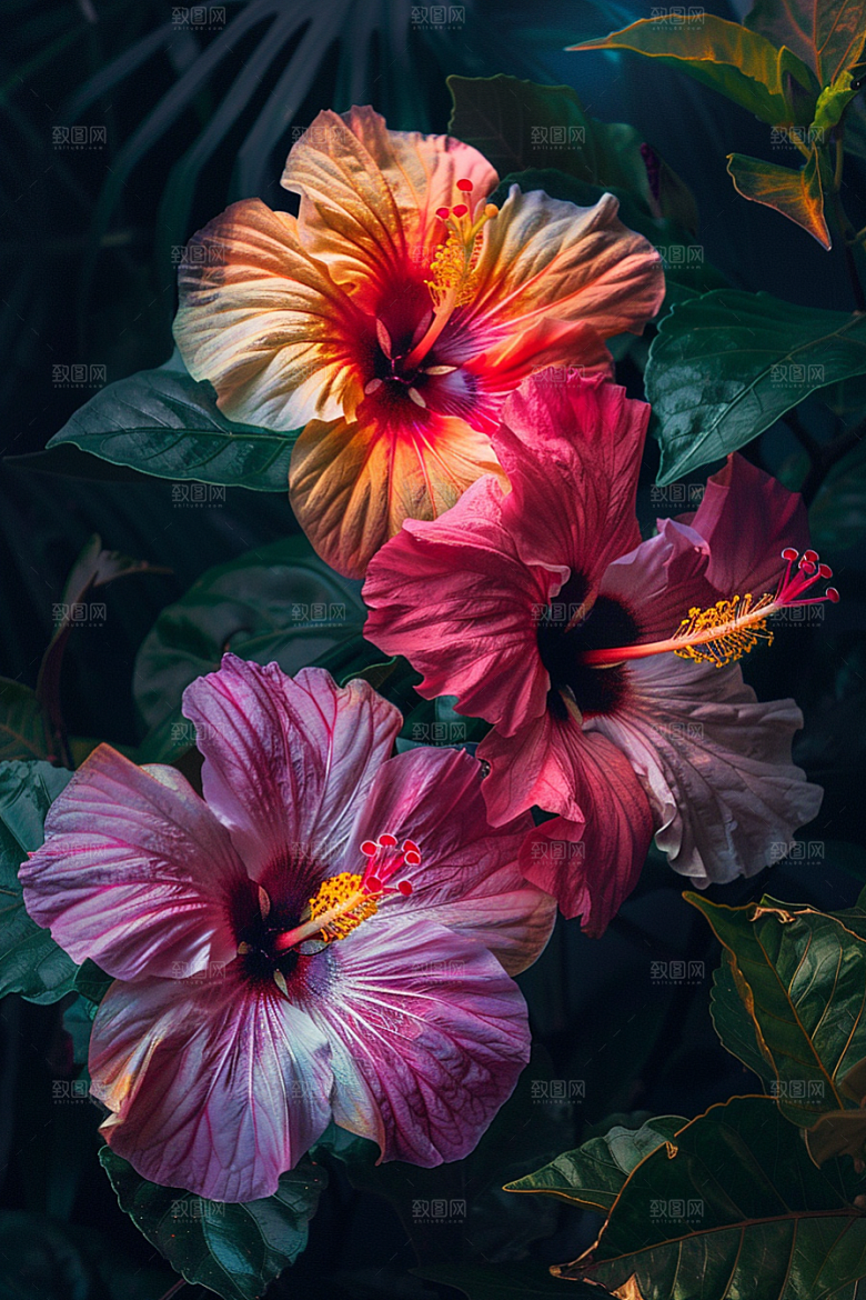 木槿花高清植物摄影图