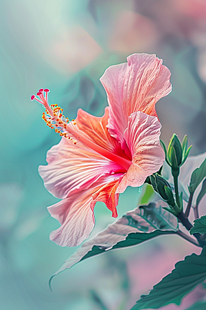 木槿花夏天彩色摄影图