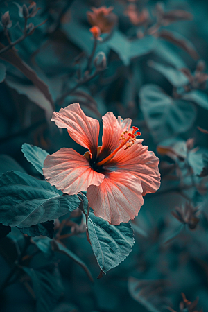 木槿花夏天植物摄影图