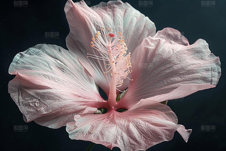 木槿花清新夏天摄影图