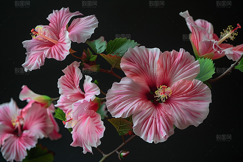 木槿花唯美花朵摄影图