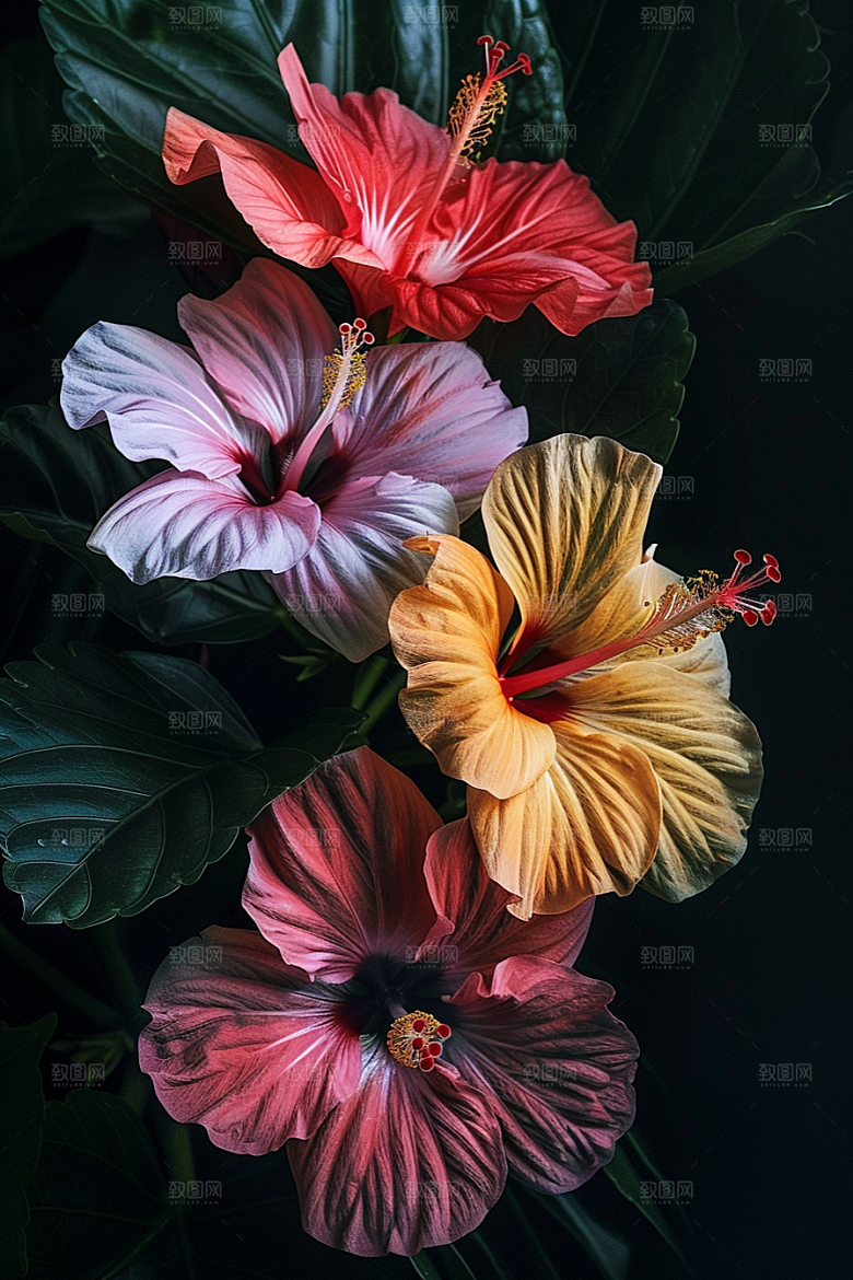木槿花花卉自然摄影图