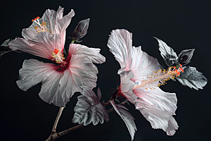 木槿花彩色花卉摄影图