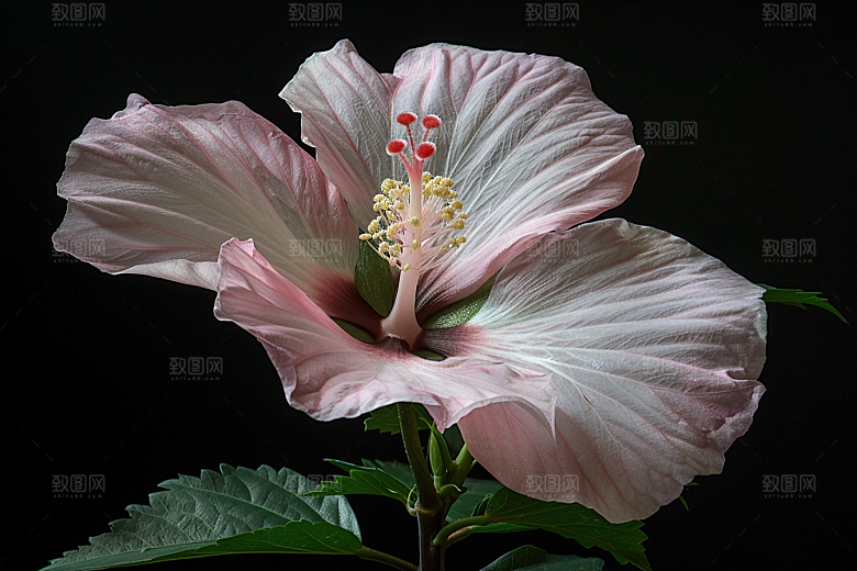 木槿花彩色夏天摄影图