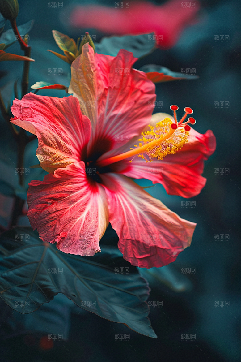 木槿花夏季花卉摄影图