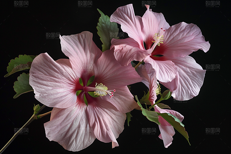 木槿花花卉彩色摄影图