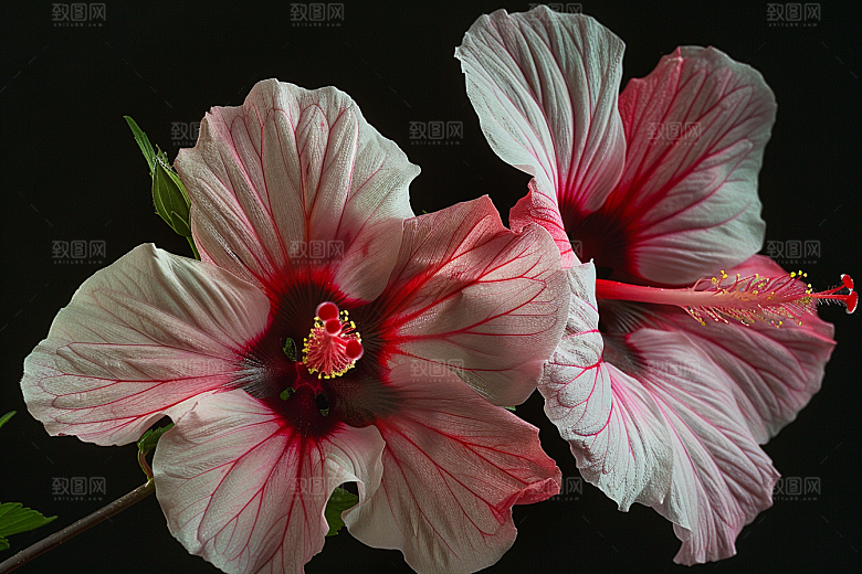 木槿花花朵彩色摄影图