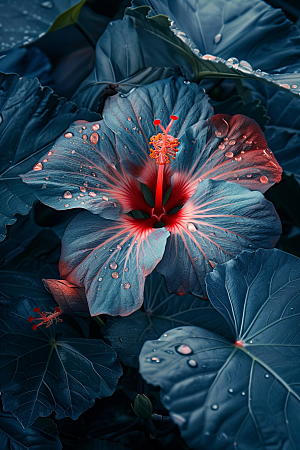 木槿花花朵花卉摄影图