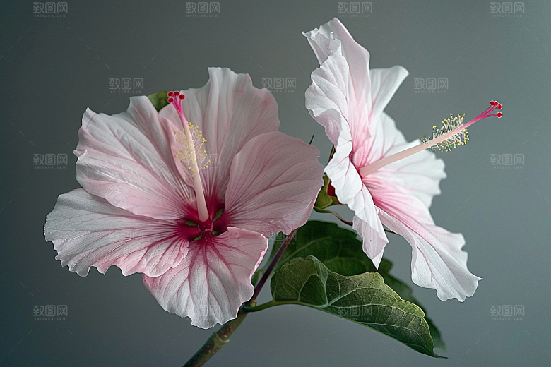 木槿花清新夏季摄影图