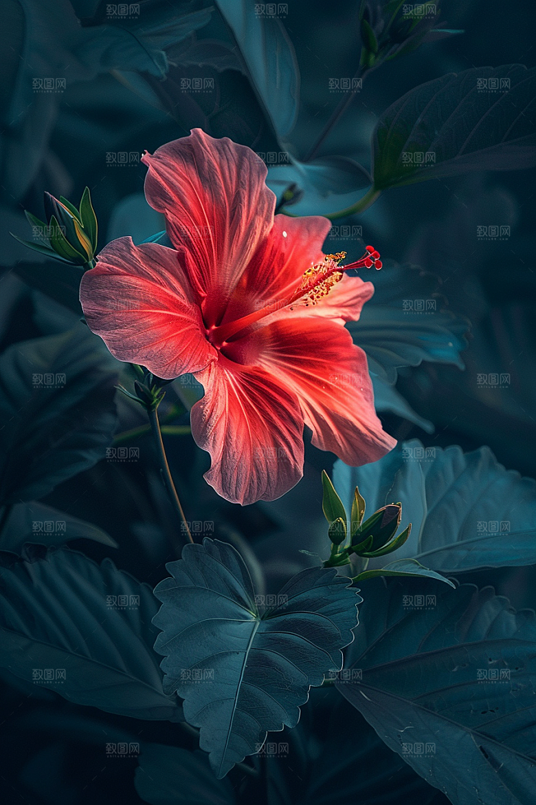 木槿花花卉花朵摄影图