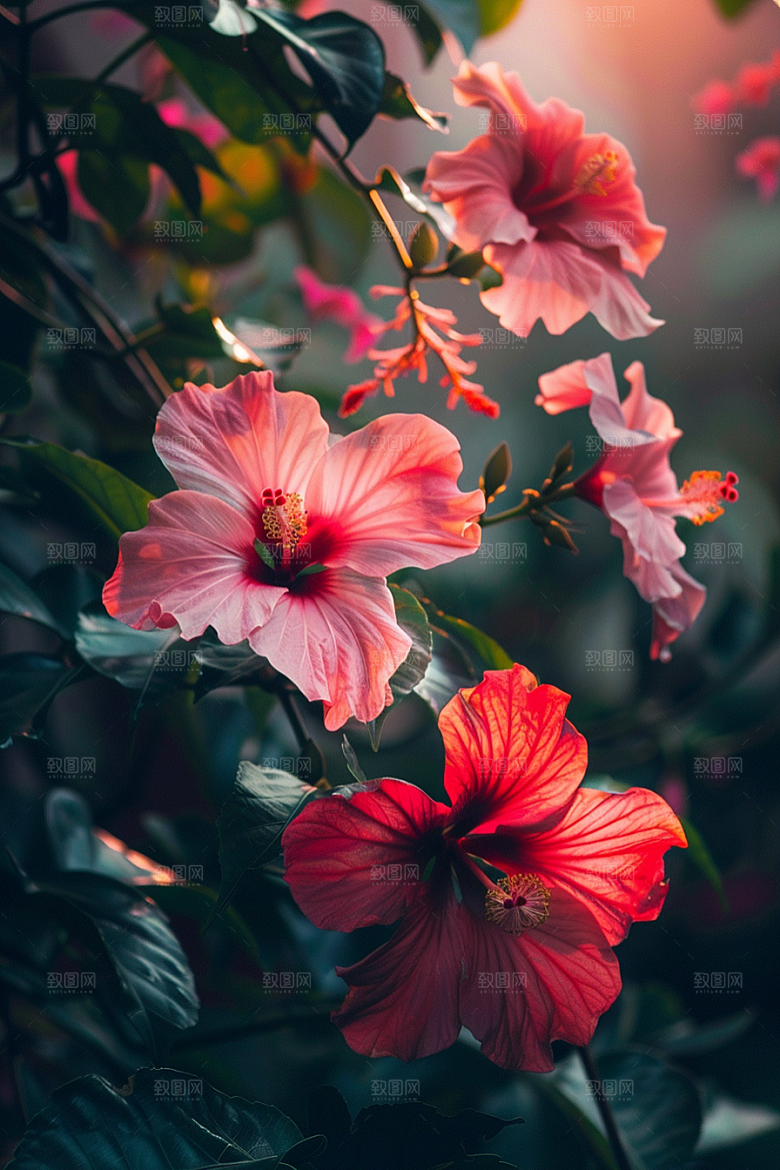木槿花自然花卉摄影图