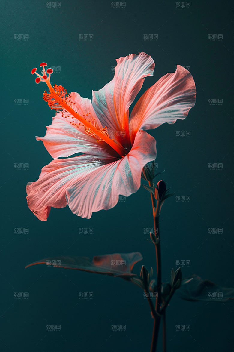 木槿花高清彩色摄影图