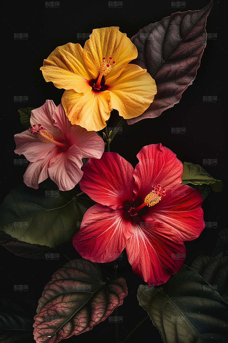 木槿花唯美花卉摄影图