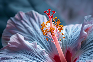 木槿花彩色夏天摄影图