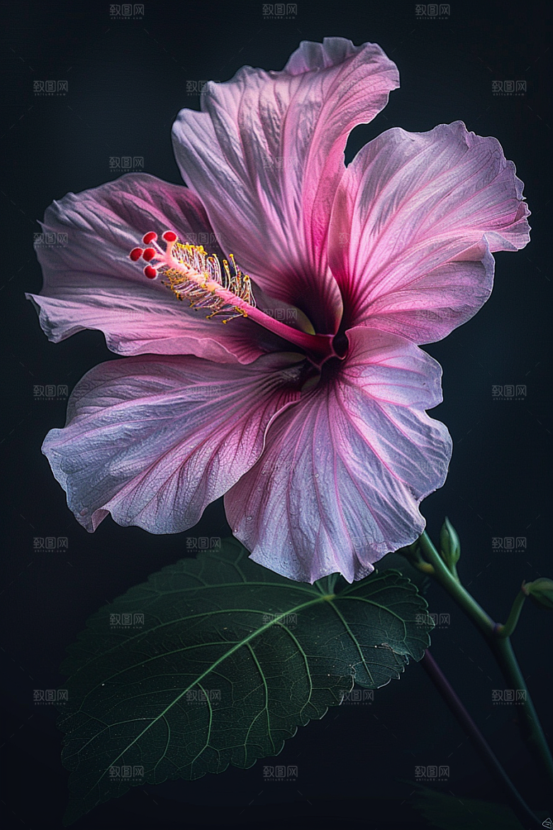 木槿花清新花朵摄影图