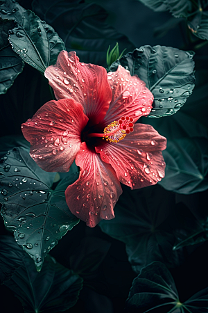 木槿花花朵唯美摄影图