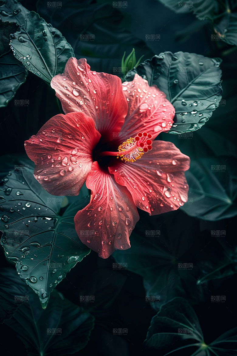 木槿花花朵唯美摄影图