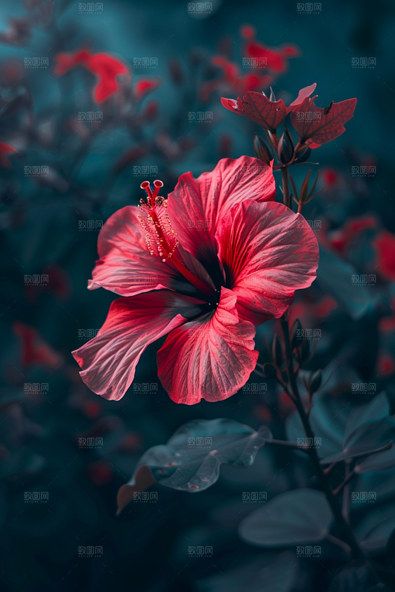 木槿花花卉夏季摄影图