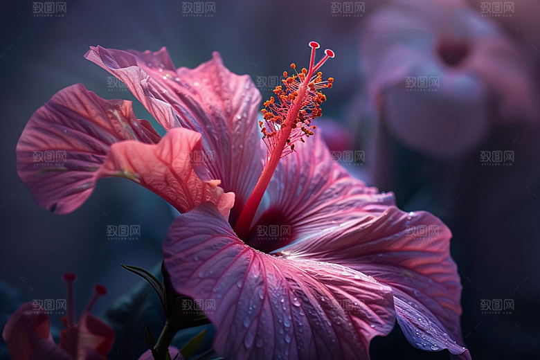 木槿花彩色木棉摄影图