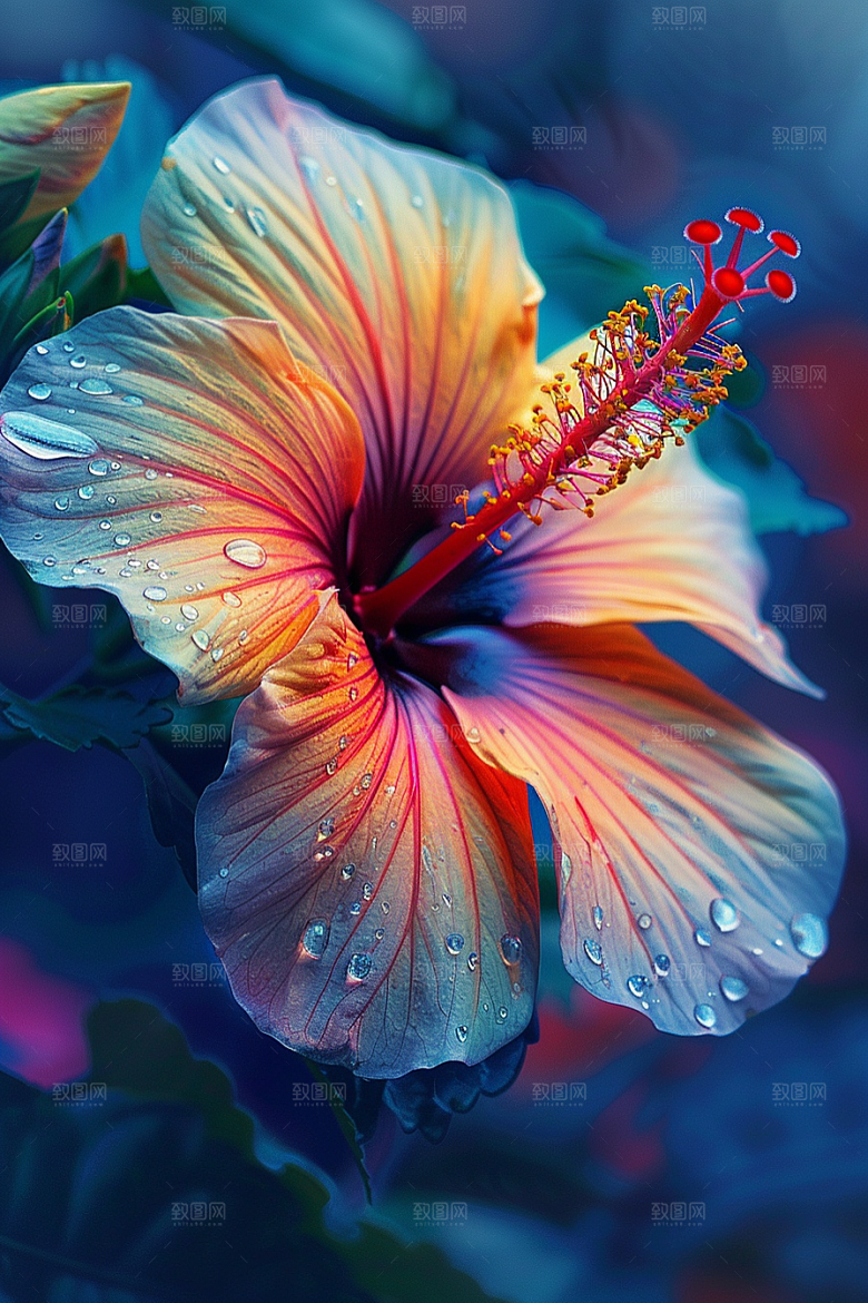 木槿花夏季唯美摄影图