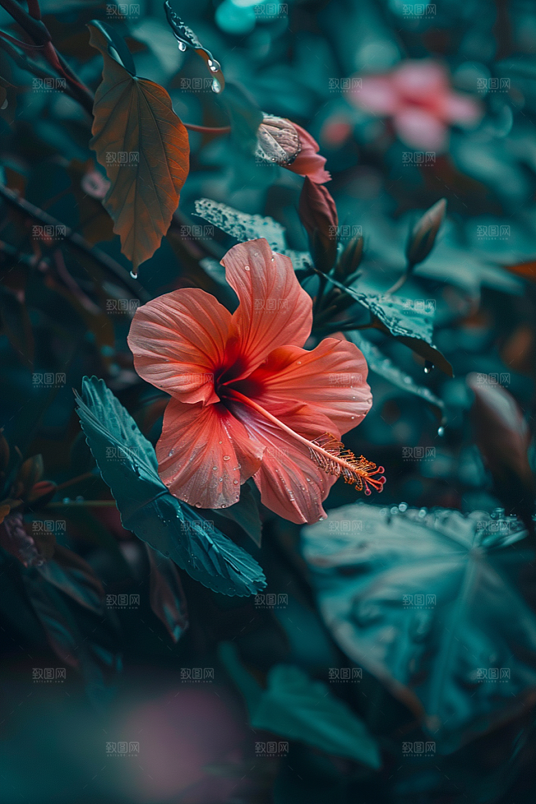 木槿花夏季自然摄影图