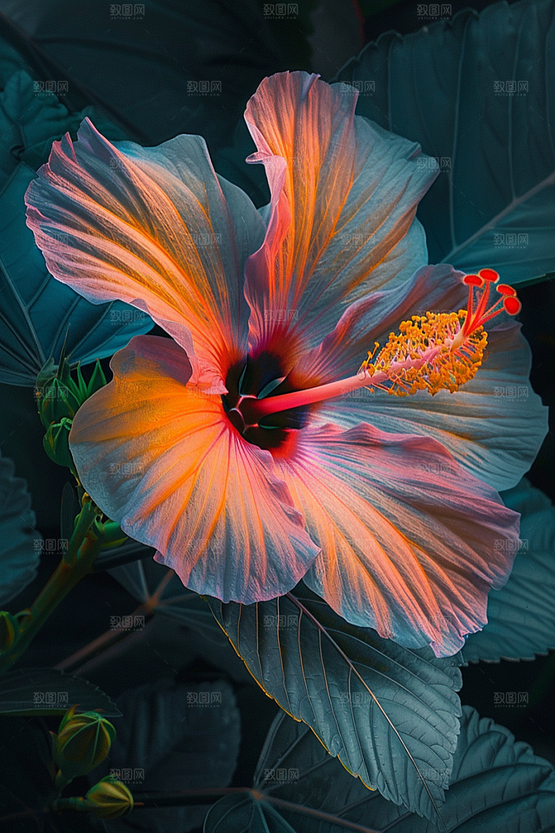 木槿花花卉清新摄影图