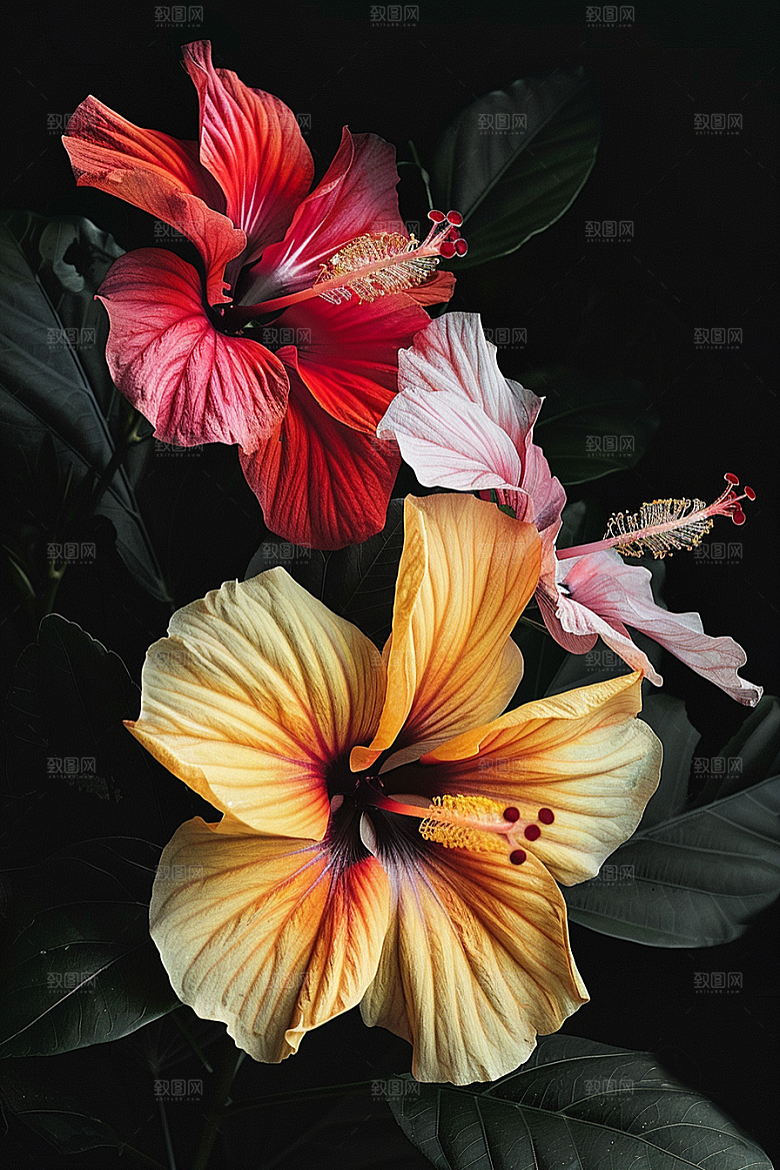 木槿花高清花朵摄影图