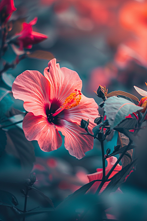 木槿花高清彩色摄影图