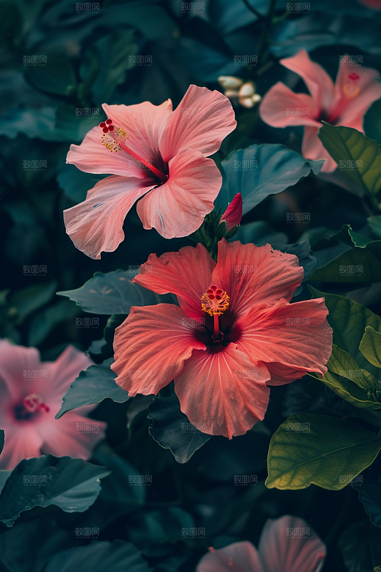 木槿花夏季清新摄影图