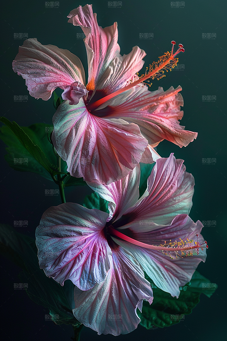 木槿花唯美花朵摄影图