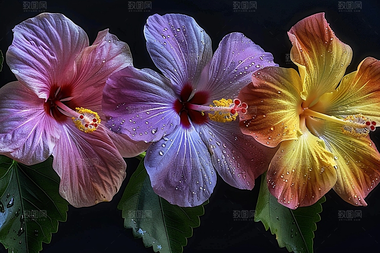 木槿花植物夏天摄影图