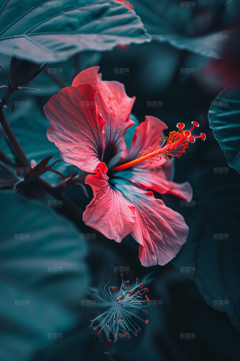 木槿花花卉夏天摄影图